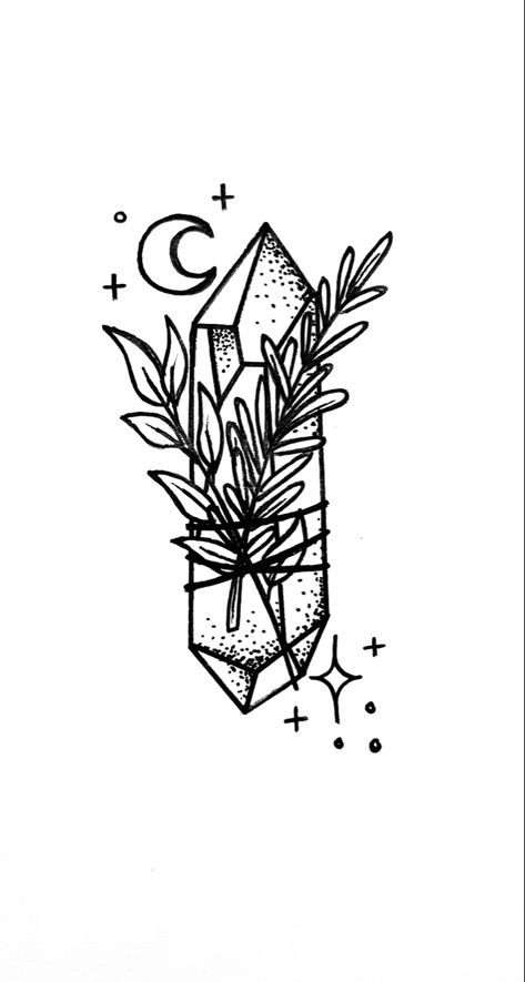 Sage Tattoo, Crystal Tattoo, Lavender Tattoo, Magic Tattoo, Line Art Tattoos, Desenho Tattoo, Best Friend Tattoos, Diy Stamp, Friend Tattoos