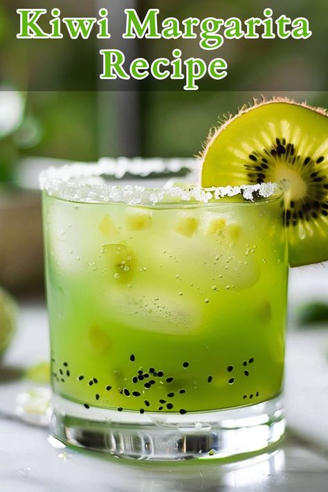 The Kiwi Margarita is a refreshing and vibrant cocktail that combines the tropical sweetness of ripe kiwi with the tangy flavors of lime juice and the smooth kick of tequila. Kiwi Margarita Recipe, Kiwi Margarita, Bartender Drinks Recipes, Bartender Drinks, Tequila Drinks, Margarita Recipe, Tequila Cocktails, Triple Sec, Punch Recipes