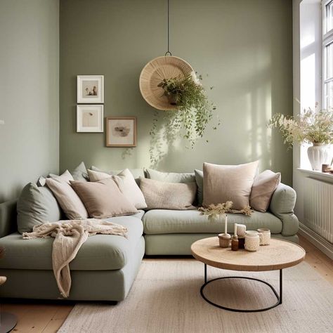 3+ Tips to Make Your Green Couch the Star of Your Living Room • 333+ Images • [ArtFacade] Moss Green Living Room Ideas, Pale Green Sofa Living Room, Beige Walls Green Couch, Green Wall Cream Sofa, Sage Sofa Living Room Decor, Olive Green And Neutral Living Room, Green Gray Wood Living Room, Simple Living Room Green Couch, Green Boho Couch