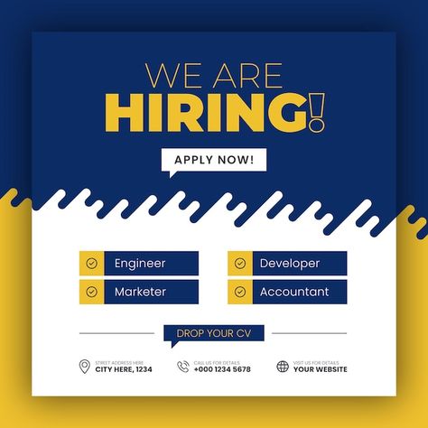 We are hiring job vacancy web banner and... | Premium Psd #Freepik #psd #banner Job Offer Design, Job Posting Design, Vacancy Poster, Hiring Flyer, Web Design Jobs, Hiring Poster, Travel Website Design, Free Social Media Templates, Seasonal Work