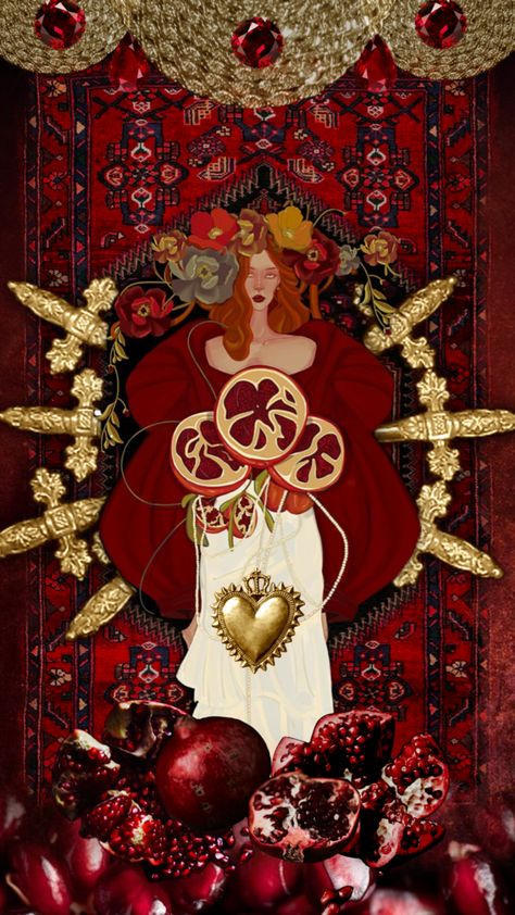 #persephone #hades #underworld #goddess #red #bloodred #art #nature #wallpaper Underworld Goddess, Hades Underworld, Persephone Hades, Persephone Art, Persephone Goddess, Hades And Persephone, Gothic Horror, Goddess Art, Witch Aesthetic