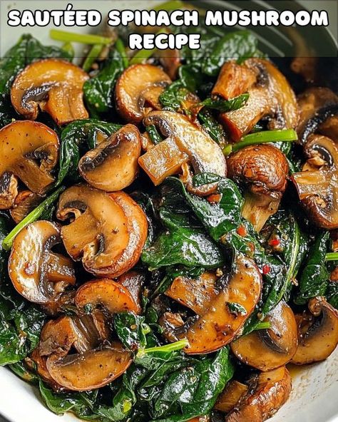 Yay Recipes, Mediterranean Diet Recipes For Beginners, Green Bean Salad Recipes, Fried Spinach, Spinach And Mushrooms, Spinach And Mushroom, Sweet Potato Soup Recipes, Chili Sauce Recipe, Mushroom Recipe