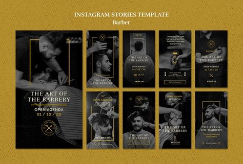 Barber Shop Instagram Feed, Barber Poster, Barber Design, Instagram Stories Template, Instagram Feeds, Psd Flyer, Insta Ideas, Design Posters, Instagram Food