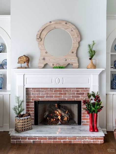 Plaster Fireplace Makeover, Fireplace With Granite Hearth, Fireplace Update Ideas, Little Home Ideas, Pallet Wall Ideas, Brick Fireplace Ideas, Pet Memorial Ideas Dogs, Plaster Fireplace, Marble Hearth