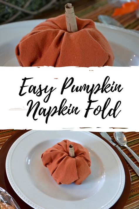 Pumpkin Napkin Folding, Napkin Ring Folding, Turkey Napkin Fold, Pumpkin Challenge, Thanksgiving Napkin Folds, Creative Napkin Fold, Pumpkin Napkin, Diy Napkin Folding, Napkin Folding Tutorial