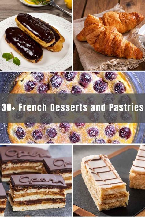 French cuisine is very popular around the world, and it is especially known for its love of desserts and pastries! Here we’ve rounded up over 30 of the best French Desserts and pastries for you to try in your own kitchen! Good luck, and bon appetit! French Desserts Aesthetic, Savory Hand Pies Recipes, French Desserts Easy, French Food Recipes, French Pastries Recipes, French Sweets, Hand Pies Savory, Pastries Recipes, Desserts Around The World