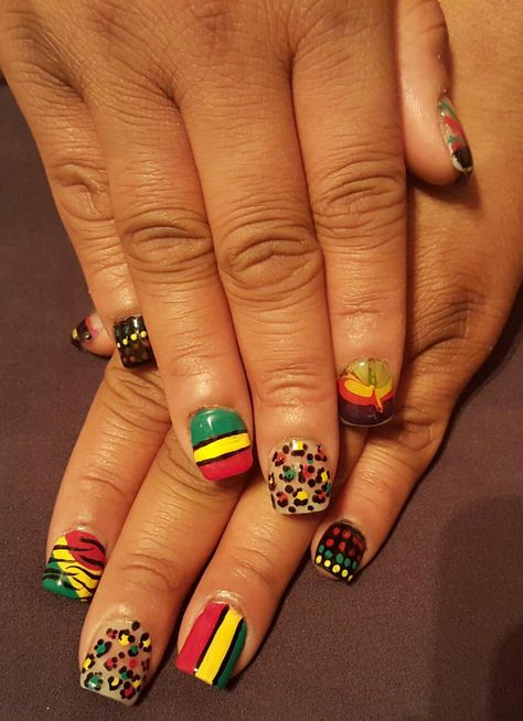 Rasta design. Nails by Kirshay Mobley Jamaican Nails Ideas, Jamaican Nails, Rasta Design, Design Nails, Nails Ideas, Art Ideas, Gel Nails, Nail Designs, Nail Art