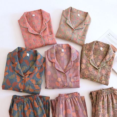 Cotton Pajama Set Women, Large Cardigan, Pajama Suit, Home Clothes, Flower Leaves, Women's Pajamas, Cotton Pajama Sets, Ethnic Print, Selling Clothes