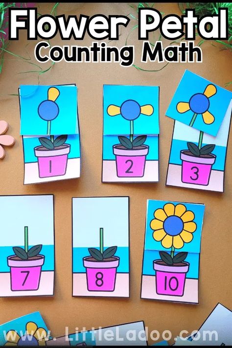 Spring Flower Petal Counting Math {Free Printable} Spring Math Activities Preschool, Flower Identification Chart, Spring Math Preschool, Flower Math, Flower Crafts Preschool, Math Counting Activities, Spring Math Activities, Free Math Printables, Preschool Counting