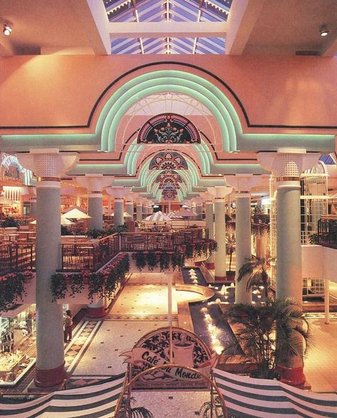 The 80s Interior on Instagram: “ESPLANADE MALL 1988 . . . via @obsessedbyneon / newwavearch90” Vaporwave Mall, Mall Aesthetic, 80’s Aesthetic, 80s Interior Design, Oc California, Dead Malls, Vintage Mall, 80s Interior, Retro Interior Design