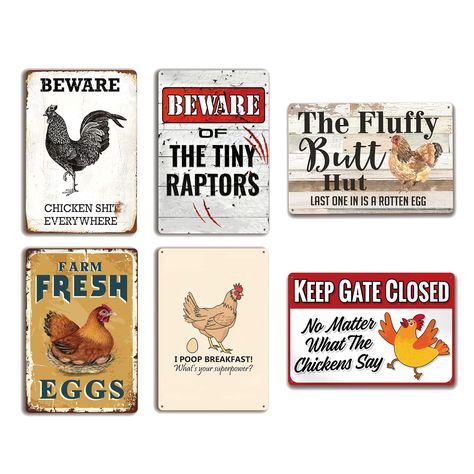 PRICES MAY VARY. 🐔【Perfectly Sized Sign】: It measures in at 8”x 12” 6 Pces ; ideal for most indoor or outdoor wall spaces 🐔【Easy To install】: Easily hang the vintage style metal signs in your farm, yard, chicken coop, or outdoor with the 4 pre-drilled holes 🐔【Durable Material】: The vintage metal signs are made with a sturdy iron material that won’t easily rust or tarnish, which is tough against dust, wind, rain, and sunshine. 🐔【The Perfect Gift】: A truly unique gift guaranteed to bring a smi Funny Chicken Coop, Coop Signs, Coop Decor, Rustic Man Cave, Chicken Coop Decor, Duck Coop, Chicken Coop Signs, Chicken Signs, Chicken Lover Gifts