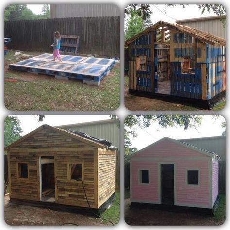 pallet playhouse diy | pallet playhouse | great ideas….. your backyard shack?! Playhouse Diy, Pallet Playhouse, Pallet Building, Pallet Shed, Diy Playhouse, Build A Playhouse, Wendy House, Pallet House, Cubby House