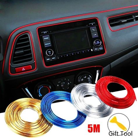 2/3/5M Adhesive Strips for Car Interior Decoration Molding Door Line Air Vent Panel Direction-Flexible Wheel In Car Styling Auto Accessories Car Dashboard Accessories, Dashboard Accessories, Audio Mobil, Jetta A4, Car Accessories For Guys, Car Accessories Diy, Furniture Sliders, Trim Molding, Car Accessories For Girls