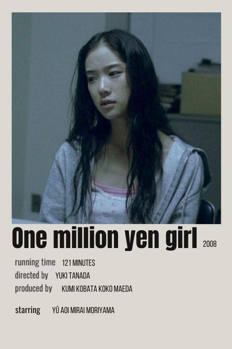 One million yen girl, movie, japan movie, Aesthetic Movie Recommendations, One Million Yen Girl Poster, 1 Million Yen Girl, Japanese Movies To Watch, One Million Yen Girl, Japanese Films, Polaroid Movie Poster, Film Recommendations, Movies To Watch Teenagers