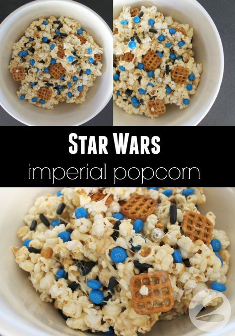 Star Wars Rice Krispies Treats, Star Wars Desserts, Star Wars Popcorn, Star Wars Food Ideas, Star Wars Treats, Movie Watching Party, Star Wars Dessert, Star Wars Snacks, Star Wars Party Food