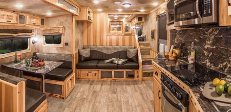 Living Quarters Horse Trailer, Horse Travel, Horse Transport, Luxury Rv Living, Horse Trailer Living Quarters, Stock Trailer, Cargo Trailer Conversion, Trailer Conversion, Trailer Interior