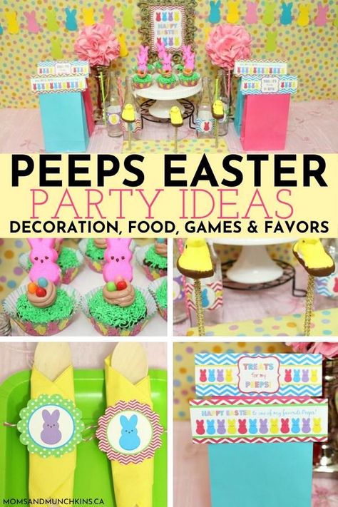 Do you love PEEPS marshmallows? If you're a huge fan of PEEPs, this Easter party ideas built around your favorite Easter treat will get you excited! With plenty of ideas for decoration, food, games and party favors, you'll definitely enjoy preparing this Easter party with us.  #PeepsEasterPartyIdeas #PeepsEasterPartyDecoration Peep Themed Party, Peeps Party Ideas, Peep Party Ideas, Peeps Birthday Party, Peep Decorations, Peeps Decorations, Peeps Party, Easter Themed Party, Party Ideas Decoration