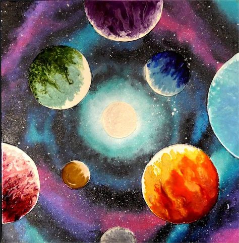 Sophie Knight, Galaxy Painting Acrylic, Space Paintings, Space Art Projects, Galaxy Artwork, 5th Grade Art, Space Artwork, Small Canvas Paintings, Space Painting