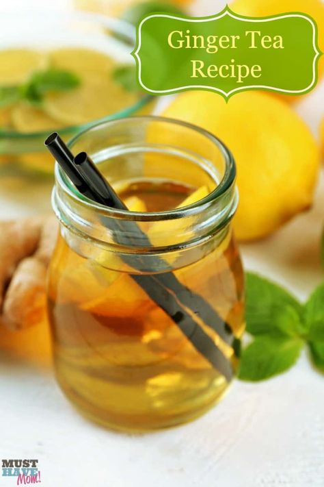 Ginger Tea Recipe for pregnancy and wellness. Helps nausea and morning sickness thanks to ginger root, helps boost calcium for immunity and strong bones. Can be served hot or chilled! Tea For Nausea, Strawberry Green Tea, Dishes Recipe, Ginger Tea Recipe, Pregnancy Tea, How To Relieve Nausea, Green Tea Recipes, Mom Recipes, Beverage Recipes