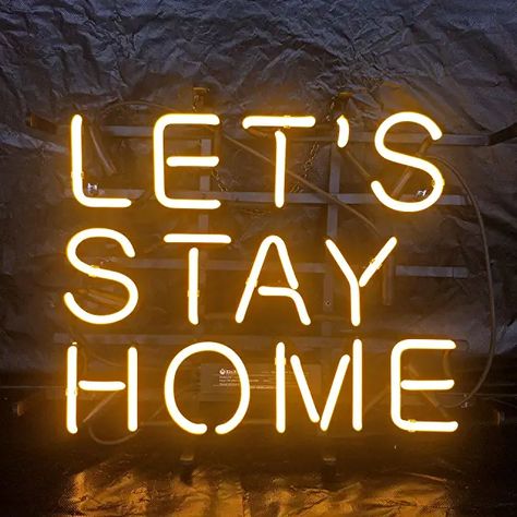 Neon Beer Signs, Neon Text, Let's Stay Home, Garage Room, Neon Bar Signs, Viral Quotes, Neon Signs Home, Neon Words, Lets Stay Home