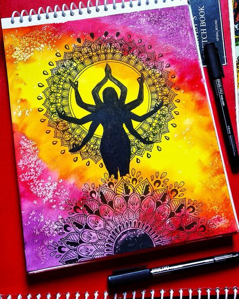 Mandela Art Colorful, Ma Durga Mandala Art, Yoga Art Painting, Art Therapy Coloring Book, Colourful Rangoli, Womens Empowerment, God Drawing, Ambe Maa, Ma Durga