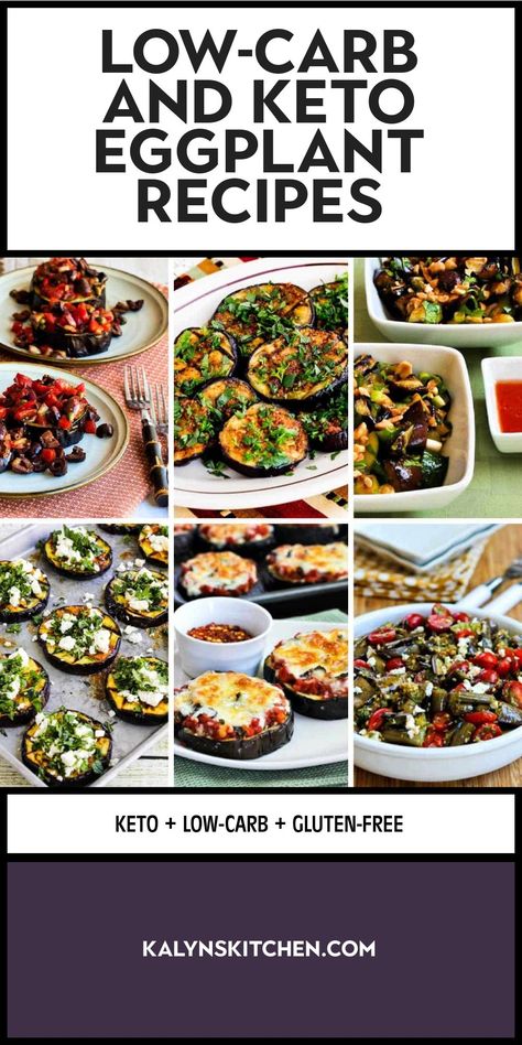 "Pinterest Image of LOW-CARB AND KETO EGGPLANT RECIPES showing six different eggplant recipes on various serving dishes with different backgrounds." Keto Eggplant Recipes, Low Carb Eggplant Recipes, Chinese Eggplant Recipes, Keto Eggplant, Eggplant Appetizer, Low Carb Slow Cooker Recipes, Chinese Eggplant, Low Carb Slow Cooker, Low Carb Gluten Free