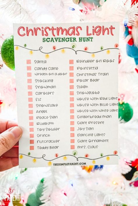 FREE Christmas Light Scavenger Hunt Printable (Holiday Tradition!) Christmas Light Scavenger Hunt, Christmas Scavenger Hunt, Joy Sign, Christmas Eve Traditions, Elf House, Christmas Train, What Is Christmas, Best Candy, Free Christmas Printables