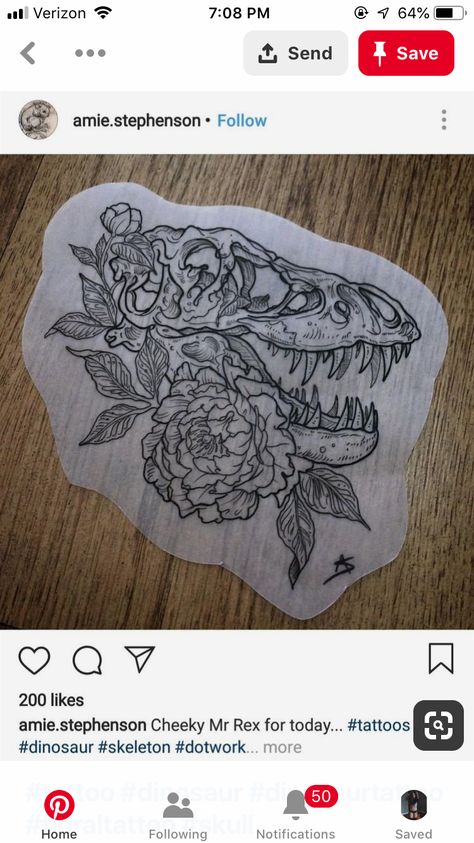 Velociraptor Tattoo, Tattoo Dinosaur, Flower Mandala Tattoo, T Rex Tattoo, Skull Tattoo Flowers, Gamer Tattoos, Dinosaur Tattoos, Bone Tattoos, Skeleton Tattoos