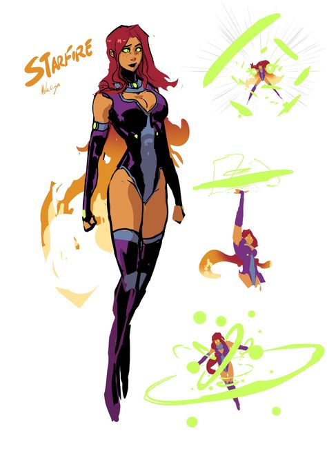 Starfire Suit Design, Starfire Comics, Teen Titans Fanart, Univers Dc, Dc Comics Superheroes, Dc Comics Artwork, Dc Comics Characters, Hero Costumes, Comics Girls