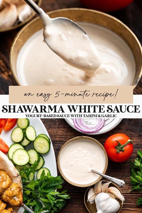 shawarma white sauce recipe pin Easy Garlic Sauce For Shawarma, Best Shawarma Sauce, Greek White Sauce, Shawarma White Sauce Recipe, Garlic Sauce Recipe Shawarma, Halal White Sauce Recipe, Mediterranean Sauce Recipes, Garlic Sauce Shawarma, Schwarma Recipes