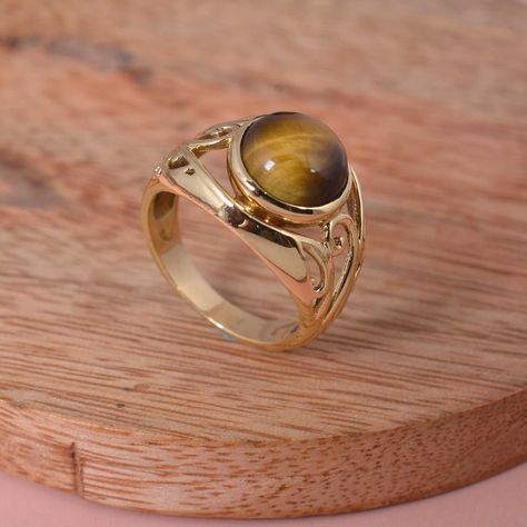 Tiger Eye Ring, Handmade rings, Vintage Ring, Brass ring, Women's ring, ring for her by AsianJewelrystore on Etsy Tiger Eye Ring For Women, Gold Ring Vintage, Tiger Eye Ring, Tigers Eye Gem, Zierlicher Ring, Rings Vintage, Gold Gemstone Ring, Tigers Eye Gemstone, Bohemian Rings