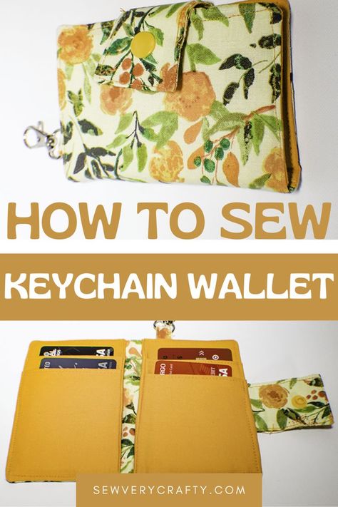 Make A Keychain, Wallet Sewing Pattern, Beginner Sewing, Keychain Wallet, Sewing Skills, Sewing For Beginners, Easy Projects, Sewing Techniques, Super Simple