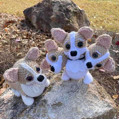 Crowley the Corgi Cerberus - Critter-iffic Crochet Corgi Crochet Pattern, Corgi Crochet, 4mm Crochet Hook, Jumping Spider, Cute Corgi, Sugar Glider, Pattern Library, Pembroke Welsh Corgi, Welsh Corgi