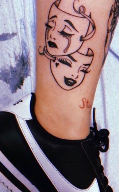 Nightmare Before Christmas Tattoo, Mask Tattoo, Face Tattoos, Small Tattoo Designs, Tattoo Outline, Face Tattoo, Dream Tattoos, Tattoo Designs For Women, Word Tattoos