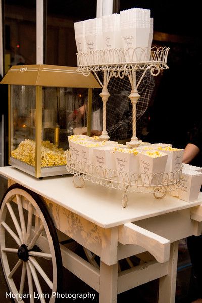 Popcorn Cart For Wedding, Wedding Food Vendors, Popcorn At A Wedding, Wedding Food Stations Indian, Popcorn Machine At Wedding, Popcorn Station Party, Popcorn Cart Wedding, Popcorn At Wedding, Popcorn Machine Wedding