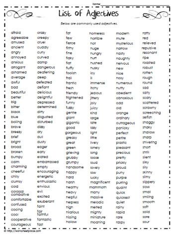 List of Adjectives Adjective List, Teaching Adjectives, List Of Adjectives, Adjective Words, Verb Words, Adjective Worksheet, Teaching English Grammar, Grammar And Punctuation, Reading Worksheets