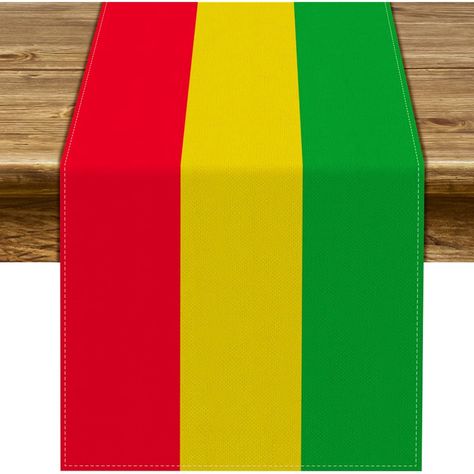 Material: 100% linen, no shrinkage, no fading. Applicable size: 13 x 72 inches (33 x 183 cm). Suitable for tables that can seat 4 to 6 people. Easy to clean: Hand wash and machine washable. Lay the table runner flat to dry. Perfect for Juneteenth kitchen dining room daily use as well as reggae decoration. Unique Design: Vibrant pattern design makes it more elegant and festive. A table runner for reggae and Juneteenth decorations. Manufacturer: ‎SunwerMaterial: ‎LinenHome wash: ‎Machine washAssem Jamaican Decorations Party, Rasta Party, Outdoor Table Cover, Jamaican Party, Outdoor Table Covers, Jamaican Music, Linen Material, One Love, Linen Table Runner