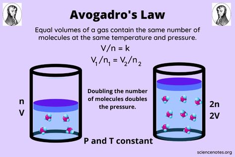 Avogadro's Law - Definition, Formula, Examples Avogadro's Law, Chemistry Book Pdf, Gas Laws, Learn Chemistry, Ideal Gas Law, Chemistry Study Guide, Chemistry Basics, Basic Physics, Chemistry Education