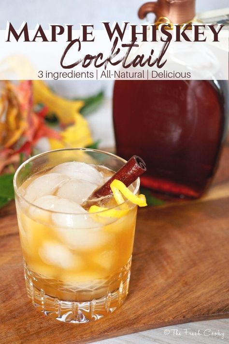 An amazingly simple, 3 ingredient, all natural recipe for a sweet tart, Maple Whiskey Sour.A perfect cocktail for a crisp fall day. Recipe on thefreshcooky.com | #whiskeysour #allnatural #tailgaitingrecipes #3ingredient #cocktail #bourbon #maplesyrup #citrus #drinks #fall Maple Whiskey Sour, Tailgaiting Food, Oktoberfest Recipes, Special Cocktails, Whiskey Sour Recipe, Easter Drink, Maple Whiskey, Citrus Drinks, Whiskey Recipes