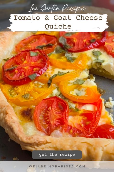 Experience the delightful flavors of Ina Garten's Tomato & Goat Cheese Quiche! 🍅🧀 This savory quiche features juicy tomatoes, creamy goat cheese, and a flaky crust. Elevate your brunch game with this easy recipe. 😋🍳 Perfect for a lazy weekend or a special occasion. Get ready to impress your guests with this delicious and elegant dish! Tomato Goat Cheese Quiche, Tomato And Goat Cheese Quiche, Goat Cheese And Sundried Tomato, Cheese Quiche Recipes, Goat Cheese Tomato, Savory Quiche, Smoked Salmon Quiche, Tomato And Goat Cheese, Tomato Goat Cheese