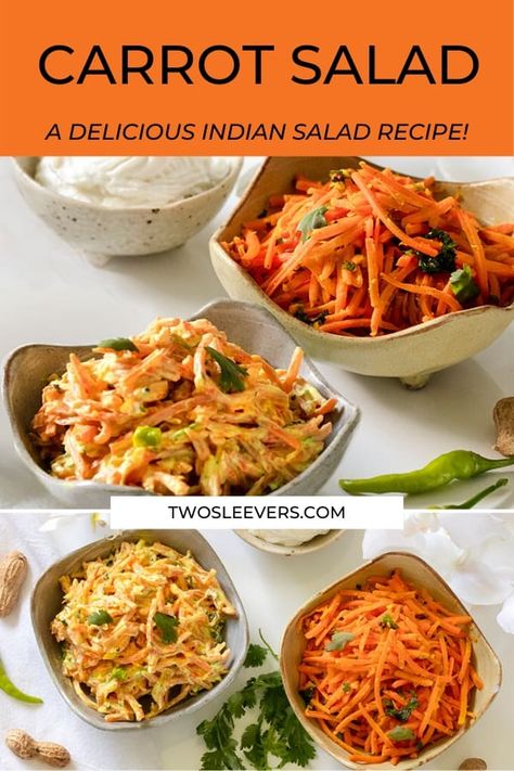 Curry Carrot Salad, Indian Carrot Salad, South Indian Salad Recipes, Shredded Carrot Recipes Healthy, Diet Salad Recipes Indian, Recipes Using Carrots, Shredded Carrot Recipes, Healthy Carrot Recipes, Indian Vegetable Side Dish