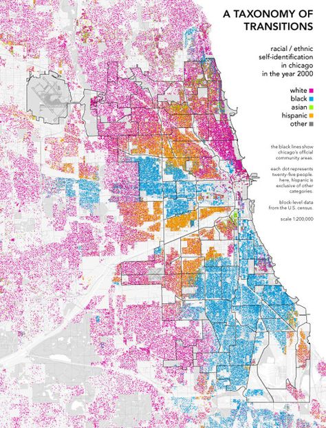 Chicago by Ethnicity - Bill Rankin Chicago School, Chicago Neighborhoods, Remote Sensing, Detailed Map, Map Design, City Maps, Us Map, Data Visualization, Archaeology