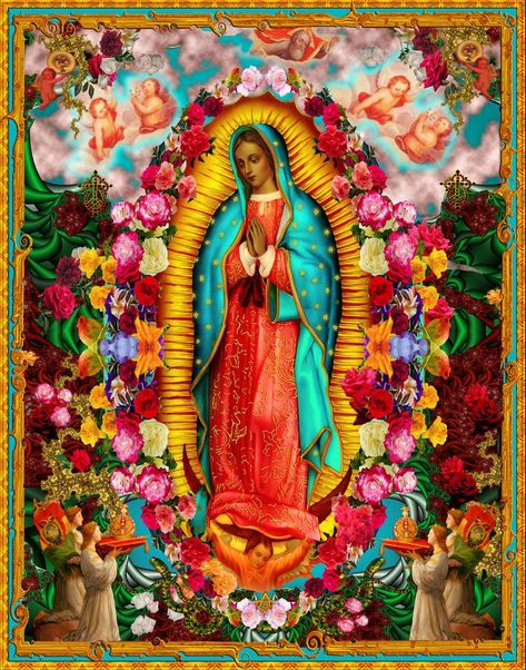 Virgin Mary Painting, Mother Nature Goddess, Lady Guadalupe, Virgin Mary Art, Mexican Culture Art, Nature Goddess, Virgin Of Guadalupe, Queen Of Heaven, Art Sacre