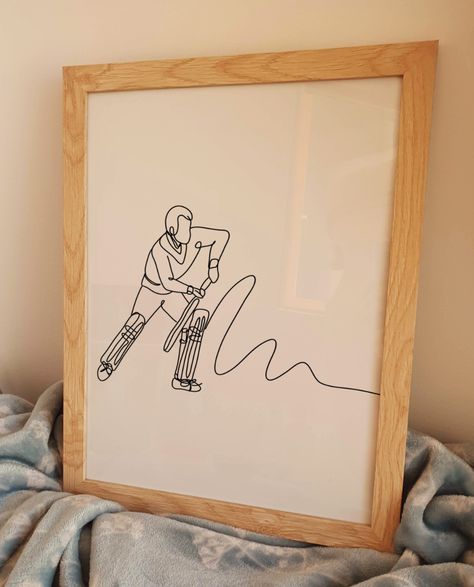 Sport Drawing, Art Room Decoration, Cricket Poster, Sports Drawings, Art Sport, Minimalist Line Art, Dining Room Interiors, Poster Minimalist, Drawing Prints