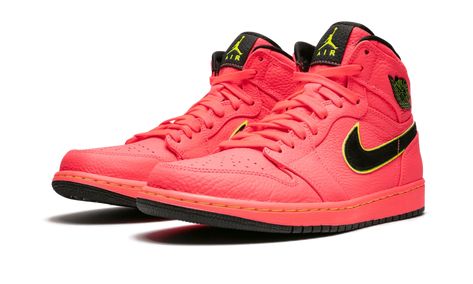 Wmns Air Jordan 1 Retro Prem "Hot Punch" - AQ9131 600 - 2019 Air Jordan Logo, Jordan Logo, Womens Air Jordans, Stadium Goods, Yellow Accents, Air Jordan 1 High, Jordan 1 High, Latest Sneakers, Air Jordan 1 Mid