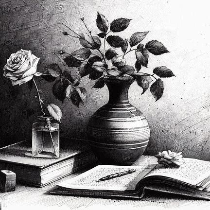 Still life drawing image for practice Still Life Drawing Aesthetic, Academic Still Life Drawing, Still Lives Drawing, Still Life Sketch, Drawing Themes, Composition Drawing, Observational Drawing, Best Anime Drawings, Cool Pencil Drawings