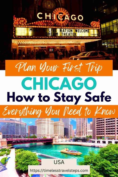 Safety Tips for Visiting Chicago [2025] + Map for First Time Travellers Visiting Chicago, New York City Guide, Chicago Map, Visit Chicago, Visit Usa, Visit Canada, Chicago Travel, Road Trip Hacks, Alaska Travel