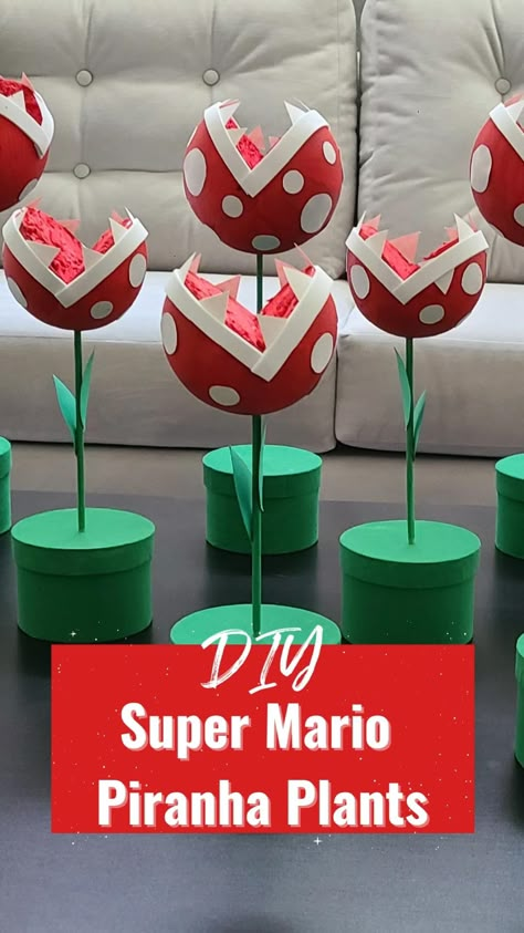 Diy Mario Table Decorations, Mario Theme Costumes Diy, Mario Party Birthday Decorations, Super Mario Cricut Party Ideas, Mario Brothers Centerpieces, Mario Theme Decor, Diy Super Mario Party Decorations, Super Mario Theme Games, Super Mario Diy Crafts