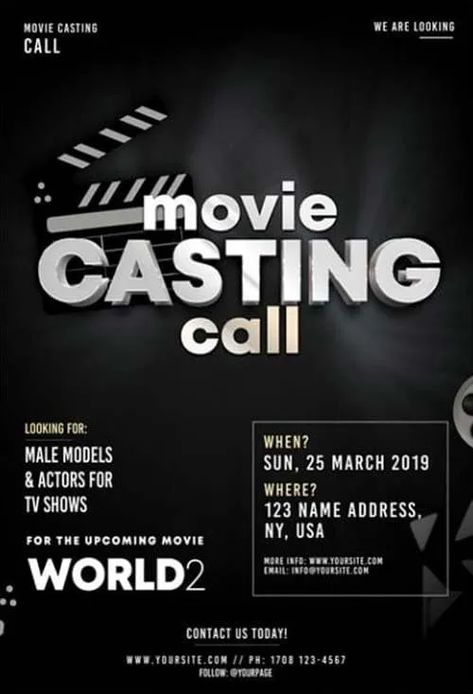 Casting Call Poster, Club Events, Free Psd Flyer Templates, Free Psd Flyer, Film Poster Design, Psd Flyer Templates, Psd Flyer, Social Media Poster, Movie Party