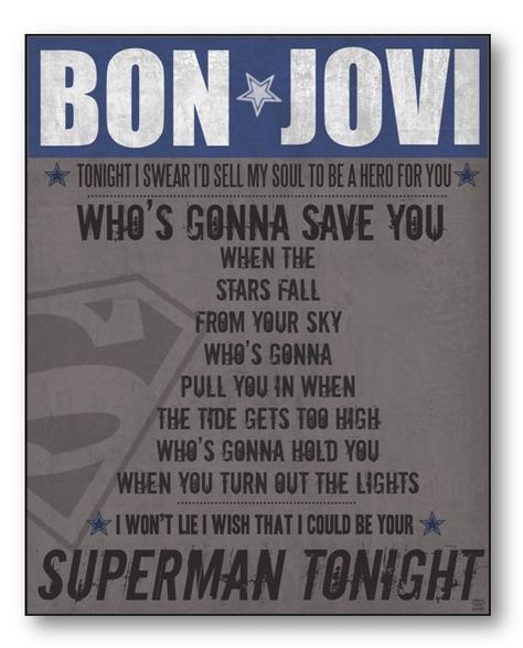 Superman Tonight / Bon Jovi / Lyric / DIGITAL door ataglancegraphics, $10,00 Bon Jovi Song, Digital Typography, Jon Bon Jovi, Music Covers, Bon Jovi, Man Alive, Lyric Quotes, Typography Poster, Music Lyrics